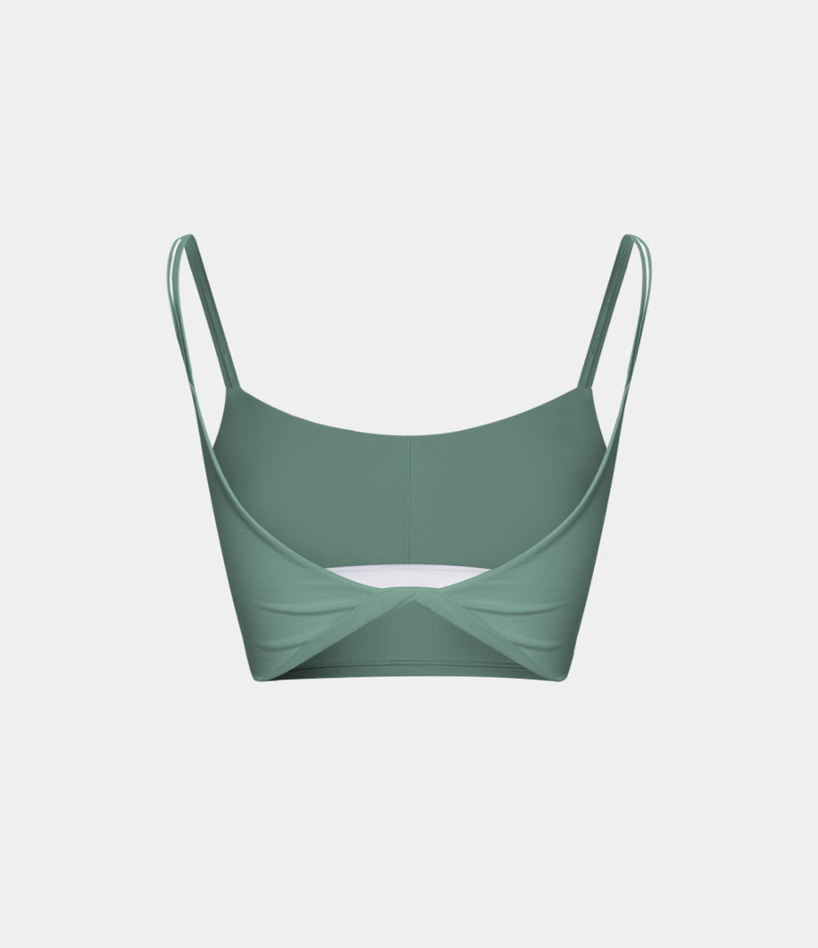 Double Straps Cropped Yoga Tank Top - Hedge Green