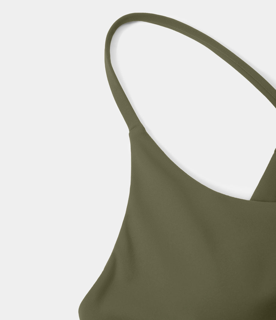 SoftlyZero™ Plush 2-in-1 Pocket Mini Active Dress DD-F Cups - Grass Grey Green