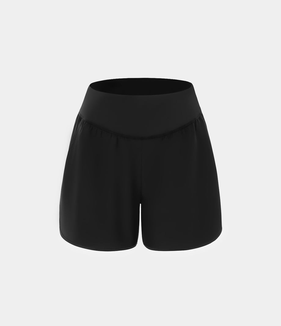 Breezeful™ High Waisted Pocket Quick Dry Casual Shorts 4" - Black